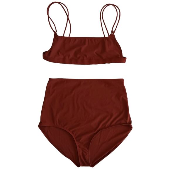 ACNE STUDIOS Hellira minimalist bikini set top high waist bottoms in Halla Red - Picture 1 of 5